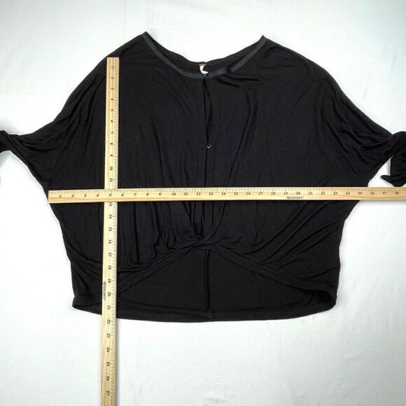 Free People Keepin On Tie Sleeve Top Blouse Black - Picture 9 of 12
